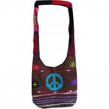 Schulter‑Patchwork‑Beuteltasche mit Peace-Farben