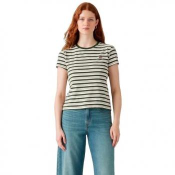 Levi's® Damen T-Shirt »Perfect Tee«, Größe M, grün gestreift