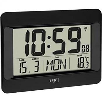 TFA Dostmann Réveil Numérique 60.4519.01 – Radiopiloté et Horloge Murale