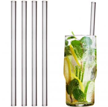 NaturTrinken Glasstraws – 4‑teiliger Satz, 20 cm, mit Reinigungsbürste
