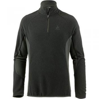 Odlo Herren 1/2 Zip Midlayer Royale – Schwarzes Pullover mit Kletter‑Ivy Streifen, S