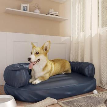 Ergonomic Foam Dog Bed Dark Blue 88x65 cm Faux Leather Vidaxl