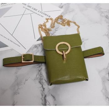 EAM Pu Leather Circle Mini-bag with Long Belt