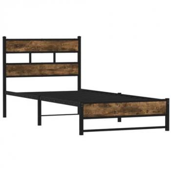 Smoked Oak Metal Bed Frame without Mattress 75x190 cm Small Single