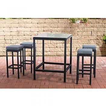 Gartenbar-Set Alia 5mm Schwarz mit Sitzkissen