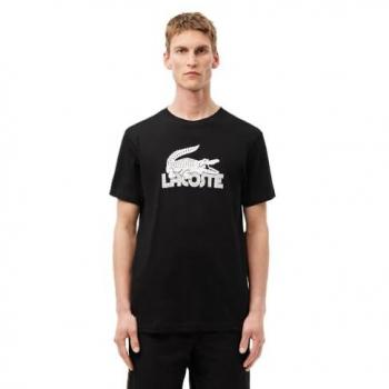 Lacoste Sport Kurzarm T-Shirt mit großem Logo schwarz-weiß