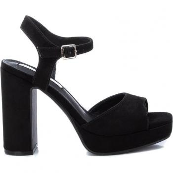XTI Women's Black Suede Heeled Sandals