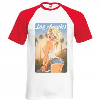 Unisex Hollywood Sexy Red/White Baseball Top