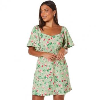 Sage Floral Petite Mini Dress (Size 4)