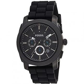 Fossil Machine 45mm Black Silicone Chronograph Watch