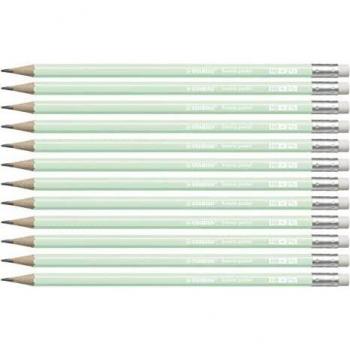 Stabilo lápiz grafito con goma Swano pastel verde -12u