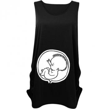 T‑shirt sans manches « Rire & Biberons » – Tendance grand format, été 2024
