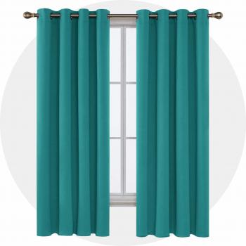 Deconovo Ösen Gardinen blickdicht 183x117cm Türkis 2er Set
