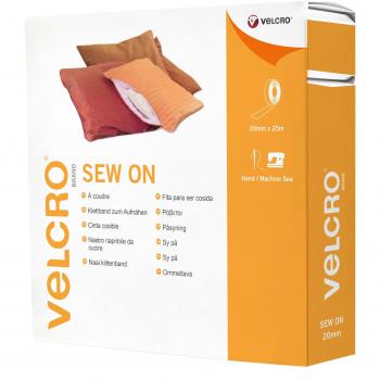VELCRO® Sew-On Hook and Loop Tape, White, 20mm x 25m