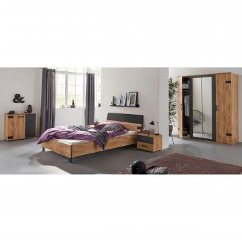 Futonbett 140x200 MALMÖ von WIMEX in Plankeneiche/Graphit