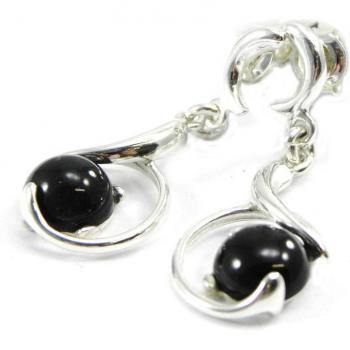 Déesse Noir – Brincos en Plata Negra (Bañados a Rodio), 32x11 mm