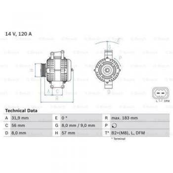 Bosch 0986044020 Alternator 14 V