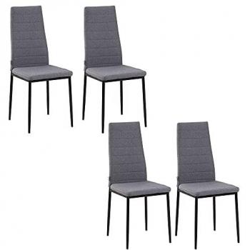 Set 4 sedie a sedia metallica con rivestimento grigio e polpacci