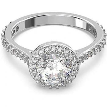 Anello Cocktail Swarovski, Una Angelic, Taglio tondo, Pavé, Bianco, Placcato rodio 52