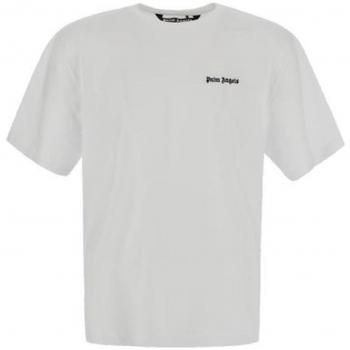 Palm Angels Men's Embroidered Logo Cotton T-Shirt, White, Size L