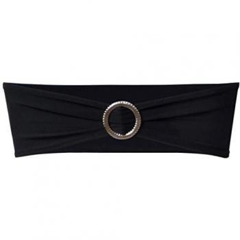 Elegant Black Chair Bands with Diamond Buckle