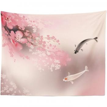 Tenture murale culturelle Koi et Sakura