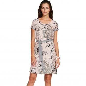 Weißes Seiden-Passé-Kleid mit Druck – 40 (Alba Moda)