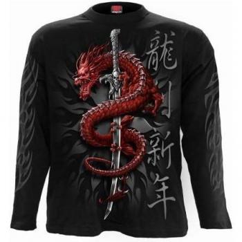 Oriental Dragon Graphic Long-Sleeve T-Shirt