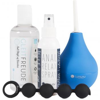 Deluxe Anal Set mit Silikon Analkette, Anal Relax Spray, Analdusche & Aqua Gleitgel