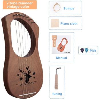Metal String Lyre Harp 7-String