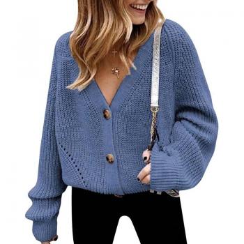 Pull coupe large col en V – Cardigan d'automne femme