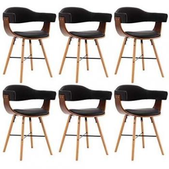Sillas de Comedor de Madera Curvada y Cuero Sintético 6 uds
