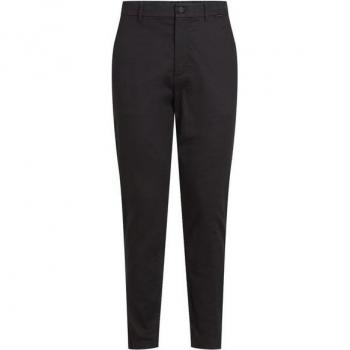 Calvin Klein Herrenchinos Sateen Stretch – Logoprägung – schwarz, Gr. 32, Länge 32