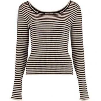 Hailys LS C SK Ru44na Classic Long‑Sleeve Shirt, Beige with Black Accents