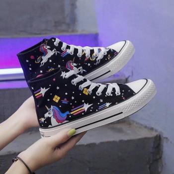 Tacones Llamativos de Lona Unicornio