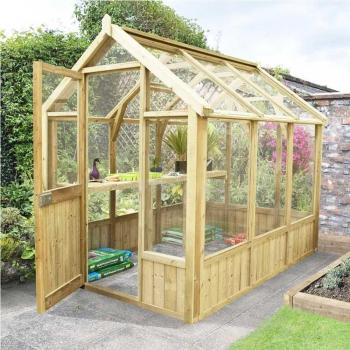 Vale Pressure Treated Immense 6x8 Tough Glass Greenhouse