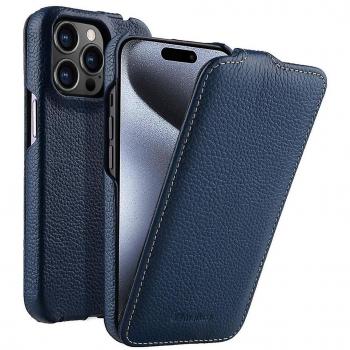 Funda Flip Vertical MELKCO para iPhone 15 Pro en Cuero de Vaca
