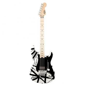 EVH Striped Series Stratocaster, White with Black Stripes