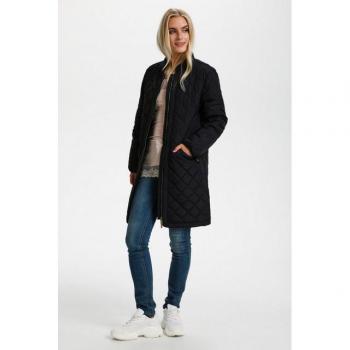 Cream 2XL Women's Winter Jacket in Black with Ribbed Trim