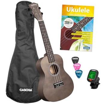 Cascha CUC101S Kit Ukulélé Concert Noir – Finition Linden