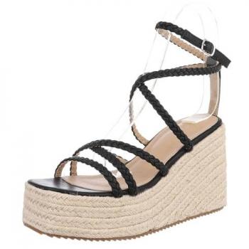 Ital-Design Trendige Wedge-Sandalen mit Flecht-Optik