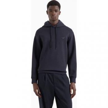 Felpa Emporio Armani Logo Flock Blu – Colore Blu