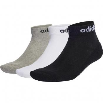 Calcetines Adidas Linear Acolchados, Largo al Tobillo, 3 Pares – Gris Medio