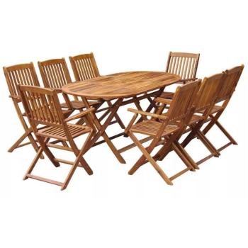 Décor extérieur : table ovale + 8 chaises polinacées claires