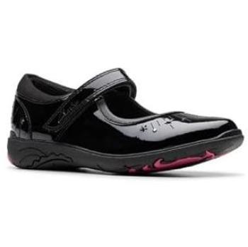 Clarks Relda Wish Youth Black Patent Mary Jane School Shoe Size 10