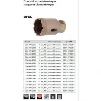 Broca Corona M14 con Polvo de Diamante Laminado 8mm