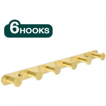 Black Stainless Steel Bath Hook Rack – 3 to 6 Hooks