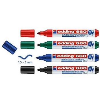 EDDING Pochette de 4 marqueurs de tableau blanc e-660 pointe fine 1,5 mm