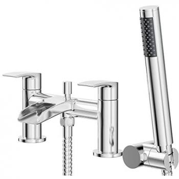 Polished Chrome Waterfall Bath Shower Mixer Tap with Shower Kit