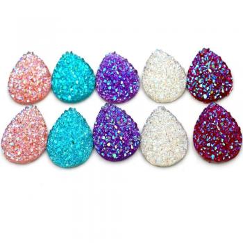 10pcs 18x25mm Multi-Color Natural Stone Flat Back Resin Cabochons